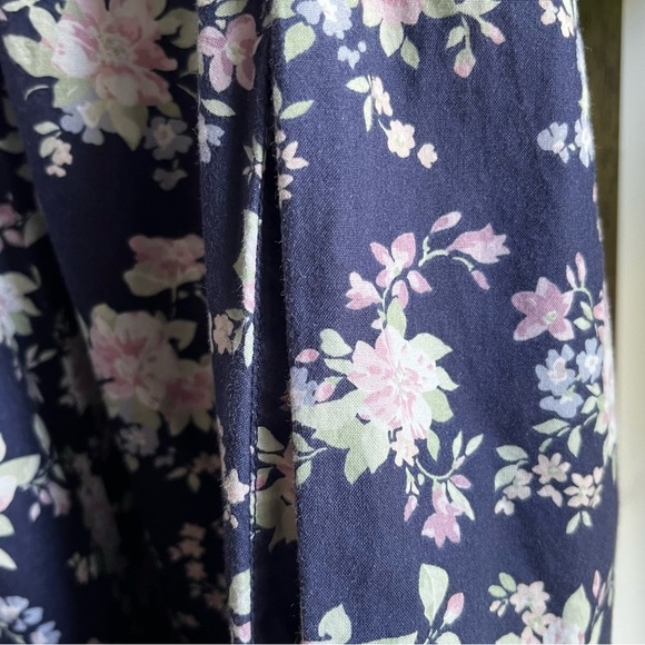 Vintage Cotton Floral Laura Ashley Midi Dress Sailor's Collar in Navy and Pink - Picture 4 of 11